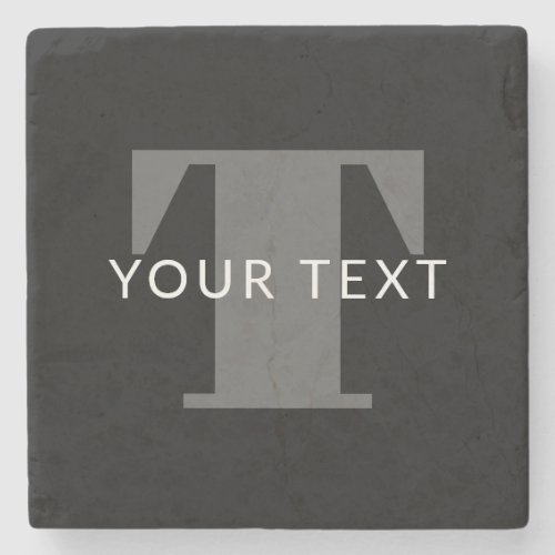 Bold Editable Text  Black White  Grey Stone Coaster