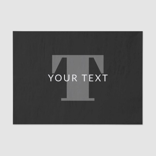 Bold Editable Text | Black White & Grey Tissue Paper (Front)