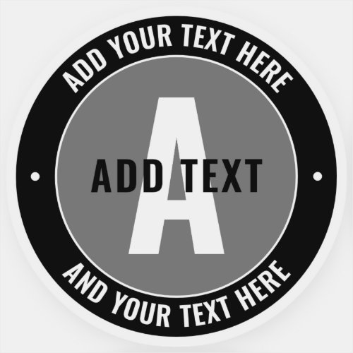 Bold Editable Text  Monogram  Black  Grey Sticker