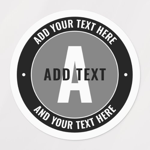 Bold Editable Text  Monogram  Black White  Grey Labels