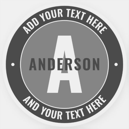 Bold Editable Text  Monogram  Grey Sticker