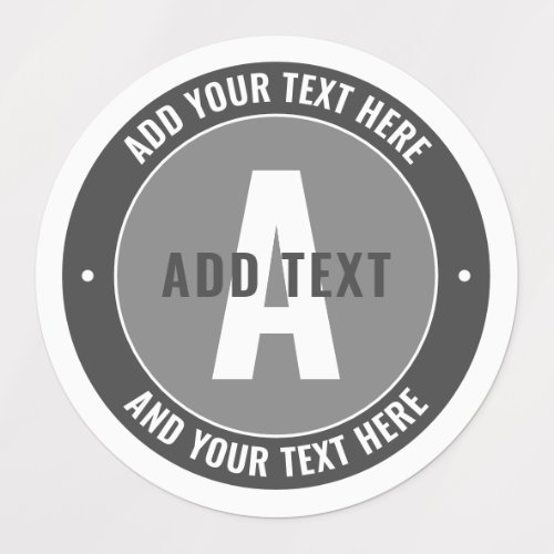 Bold Editable Text  Monogram  Grey  White Labels
