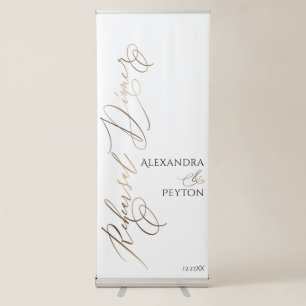 Bold Elaborate Gold Calligraphy Rehearsal Dinner Retractable Banner