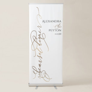Bold Elaborate Gold Calligraphy Rehearsal Dinner Retractable Banner