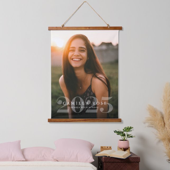 Bold Elegance 2024 Graduation Photo Announcement Hanging Tapestry (Bedroom)