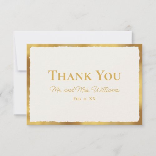 Bold Elegance Luxe Gold Edge Off White Wedding Thank You Card
