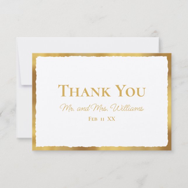 Bold Elegance Luxe Gold Edge Wedding Thank You Card (Front)