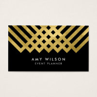 Bold Elegant Black Faux Gold Geometric Business Card