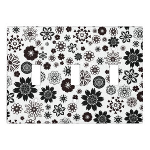 Bold Elegant Floral Boho Black And White Flowers Light Switch Cover