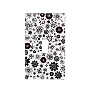   Bold Elegant Floral Boho Black And White Flowers Light Switch Cover