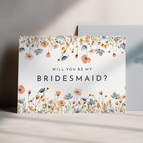 Bold Elegant Floral Bridesmaid Proposal Card