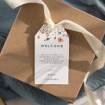 Bold Elegant Floral Destination Wedding Welcome Gift Tags<br><div class="desc">Introducing our Bold Elegant Floral Destination Wedding Welcome Gift Tags Design, a modern celebration of nature's artistry, featuring colorful floral watercolor arrangements in lovely hues of blush pink, navy and dusty blue, peach, and yellow with soft eucalyptus greenery beautifully set against a simple pristine white canvas with minimalist dark blue...</div>