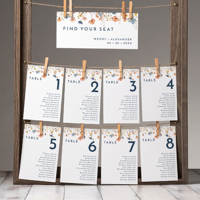Bold Elegant Floral Hanging Seating Chart Card (Creator Uploaded)
