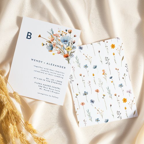 Bold Elegant Floral Monogram Wedding Invitation