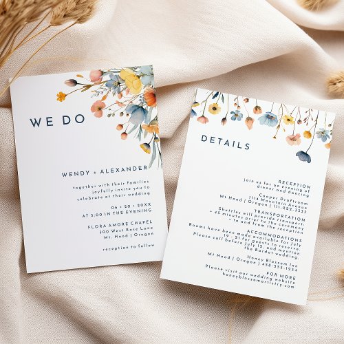 Bold Elegant Floral We Do Wedding Details and Invitation