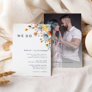 Bold Elegant Floral We Do Wedding Photo Invitation