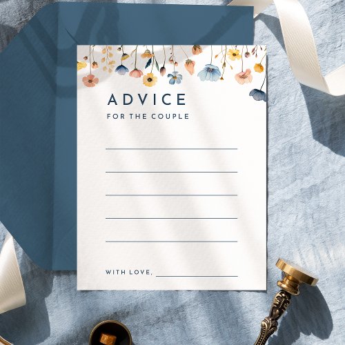 Bold Elegant Floral Wedding Advice Card