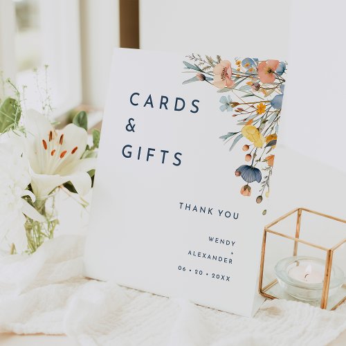Bold Elegant Floral Wedding Cards and Gifts Pedestal Sign