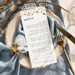 Bold Elegant Floral Wedding Flat Menu<br><div class="desc">Introducing our Bold Elegant Floral Wedding Flat Menu Design, a modern celebration of nature's artistry, featuring colorful floral watercolor arrangements in lovely hues of blush pink, navy and dusty blue, peach, and yellow with soft eucalyptus greenery beautifully set against a simple pristine white canvas with minimalist dark blue typography, creating...</div>
