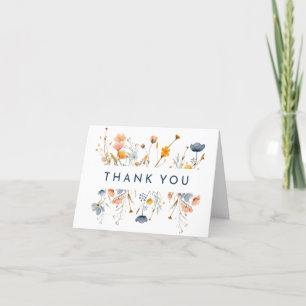 Bold Elegant Floral Wedding Folded Letterpress Thank You Card