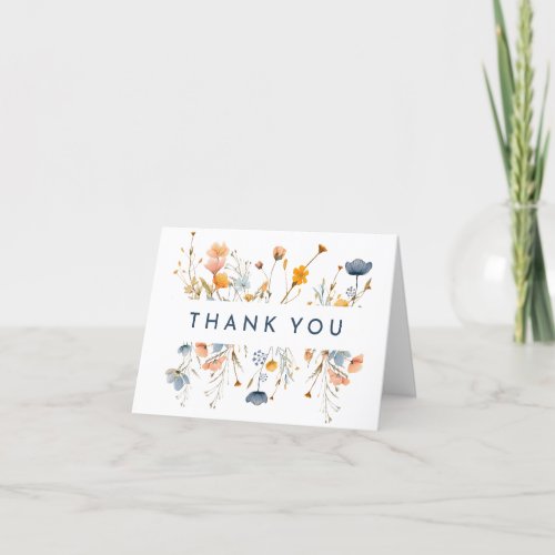 Bold Elegant Floral Wedding Folded Thank You Card