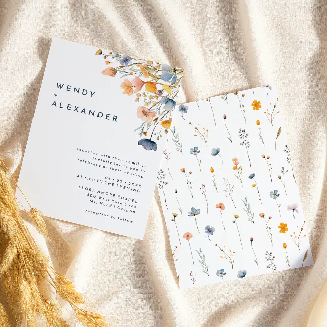 Bold Elegant Floral Wedding Invitation | Zazzle