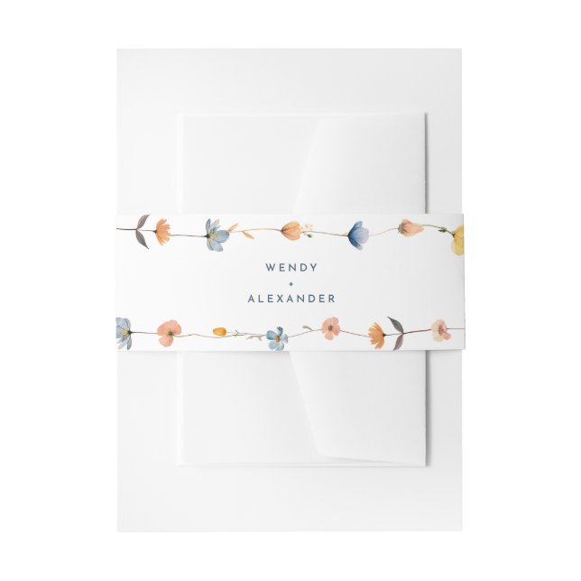 Bold Elegant Floral Wedding Invitation Belly Band (Front Example)