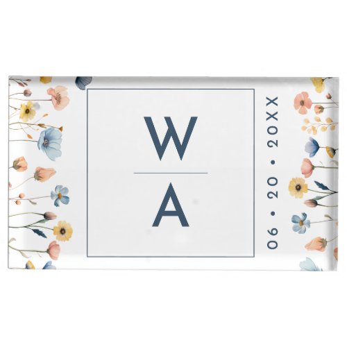 Bold Elegant Floral Wedding Monogram Crest Place Card Holder