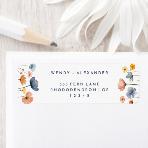 Bold Elegant Floral Wedding Return Address Label
