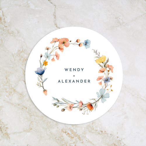 Bold Elegant Floral Wedding Round Paper Coaster