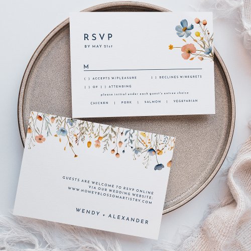 Bold Elegant Floral Wedding RSVP Response Card