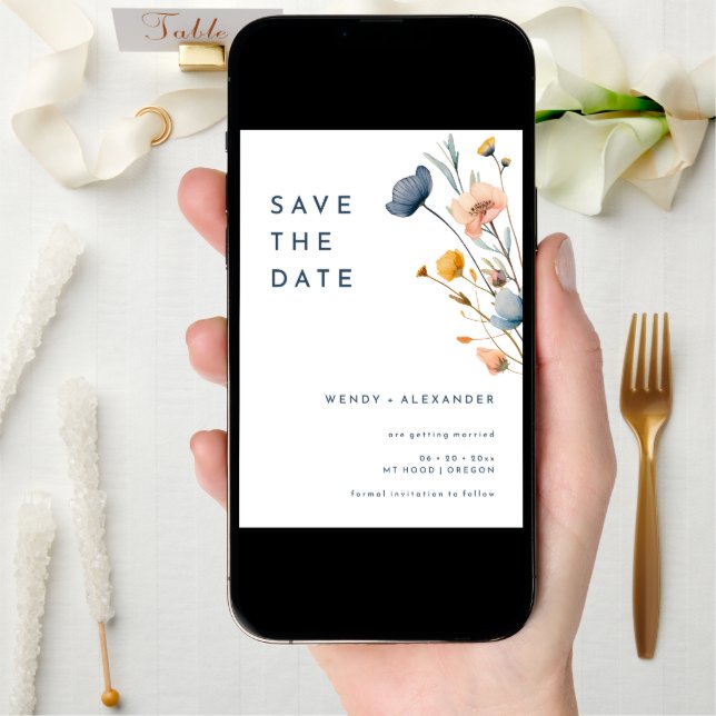 Bold Elegant Floral Wedding Save the Date (Front Digital)