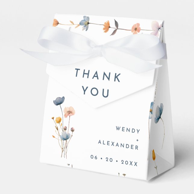 Bold Elegant Floral Wedding Thank You Favor Boxes (Front Side)