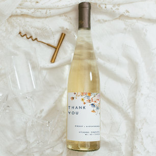 Bold Elegant Floral Wedding Thank You Wine Label