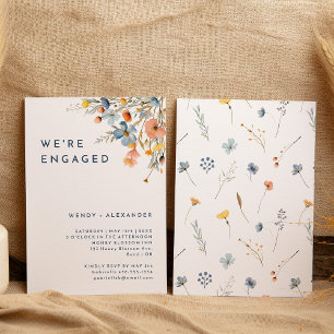 Bold Elegant Floral We're Engaged Engagement Party Invitation