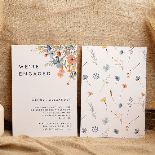 Bold Elegant Floral Were Engaged Engagement Party Invitation