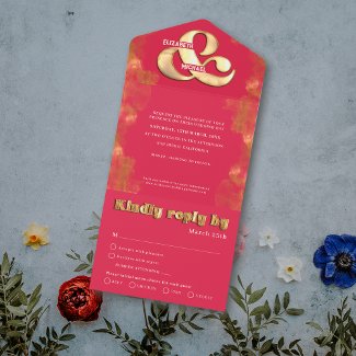 Bold Elegant Gold And Pink Magenta RSVP Wedding