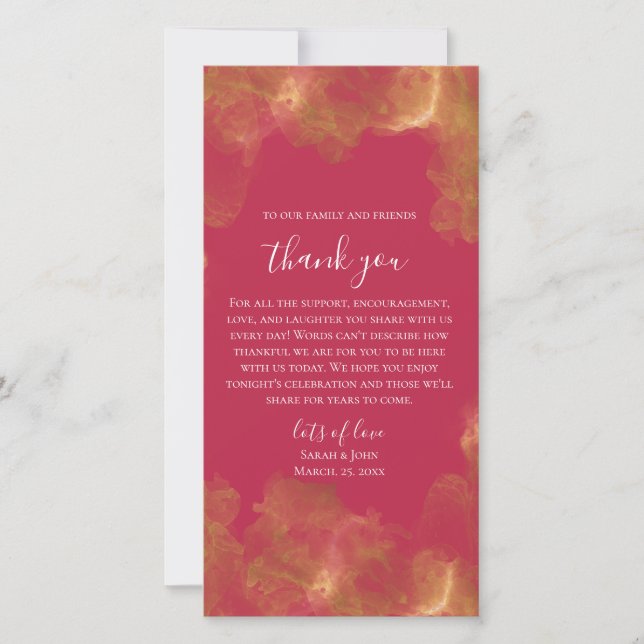 Bold Elegant Gold Magenta Customizable Wedding Thank You Card (Front)