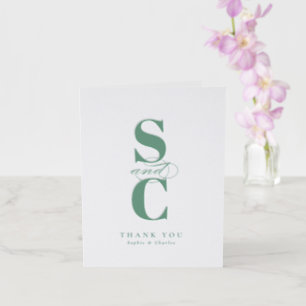 Bold elegant initials wedding letterpress thank you card