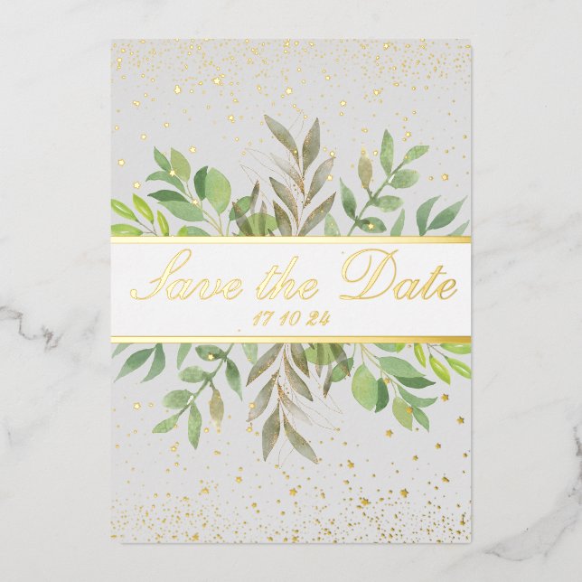 BOLD | Elegant & Modern Gold  Save The Date  Foil Invitation (Front)
