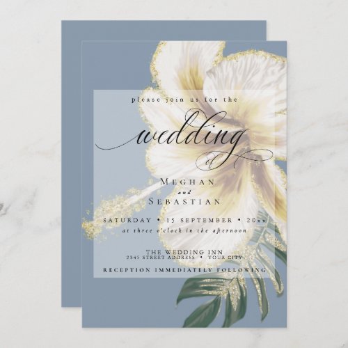 Bold Elegant Pale Yellow Ivory Floral Wedding  Inv Invitation