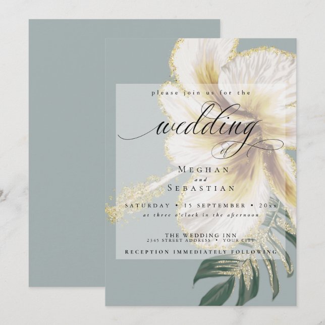 Bold Elegant Pale Yellow Ivory Floral Wedding  Inv Invitation (Front/Back)