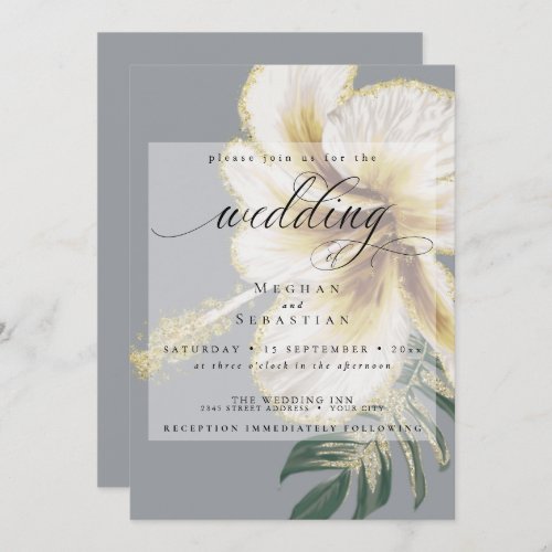 Bold Elegant Pale Yellow Ivory Floral Wedding  Invitation