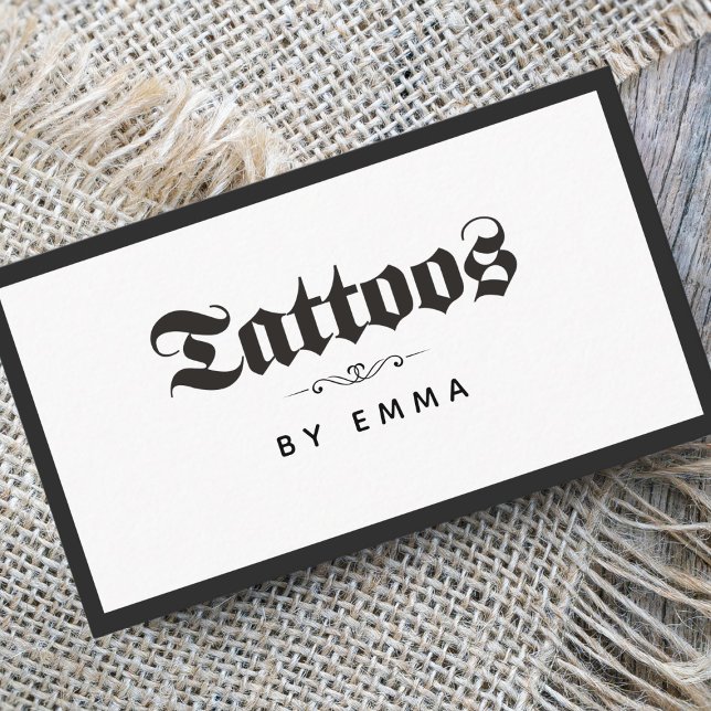 Bold Elegant Tattoo Artist Shop Salon Social Media Business Card (Creator Uploaded)