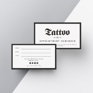 Bold & Elegant Tattoo Salon Appointment Reminder Business Card