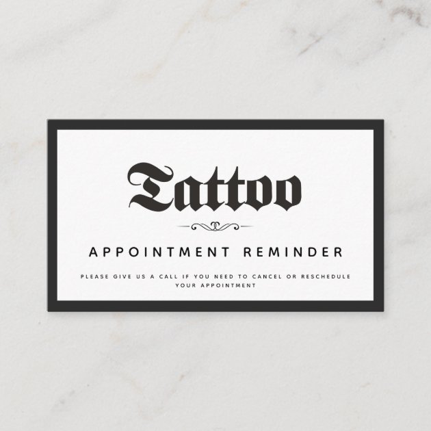 Tattoo Appointment Business Card