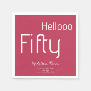 Bold Elegant Typography Magenta 50th Birthday Napkins