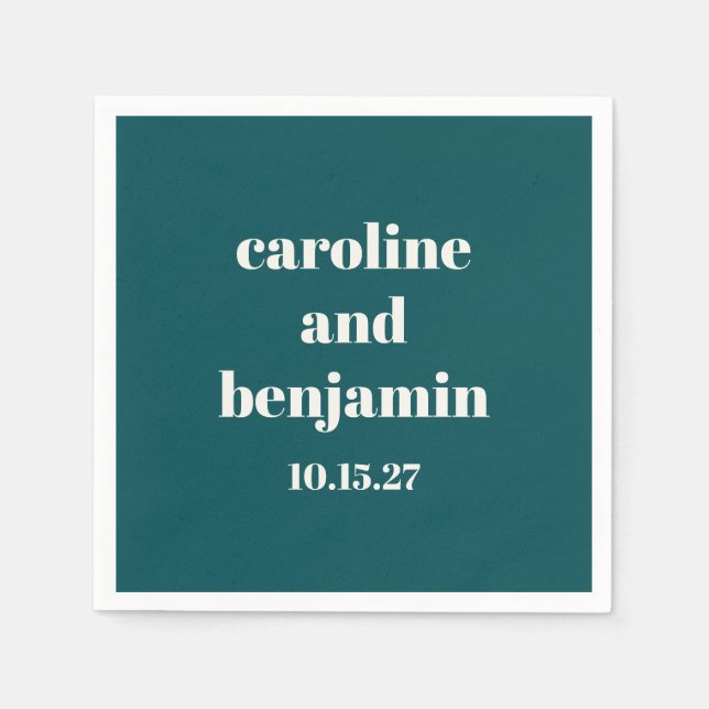 Bold Emerald Chic Modern Wedding Personalized Napkins (Front)