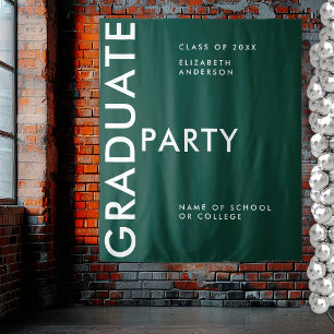 Bold Emerald Green Personalize Graduation Backdrop