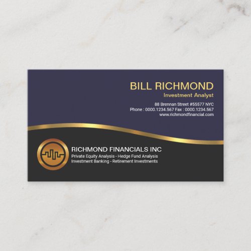 Bold Energetic Retro Faux Gold Wave Investment Business Card
